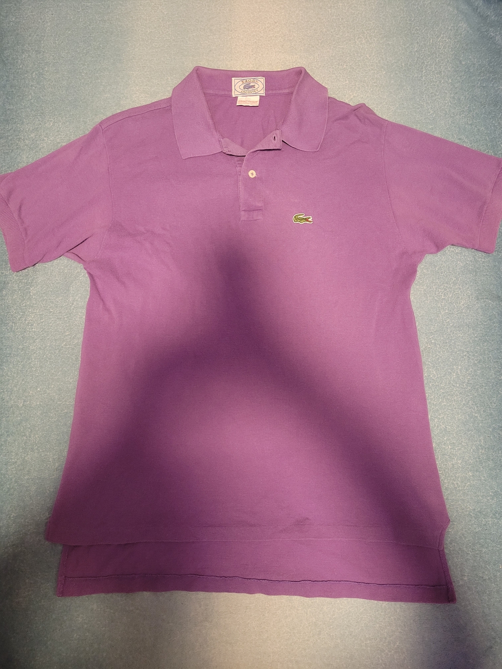 Vontage Lacoste Purple Short-Sleeve Polo with Crocodile Logo